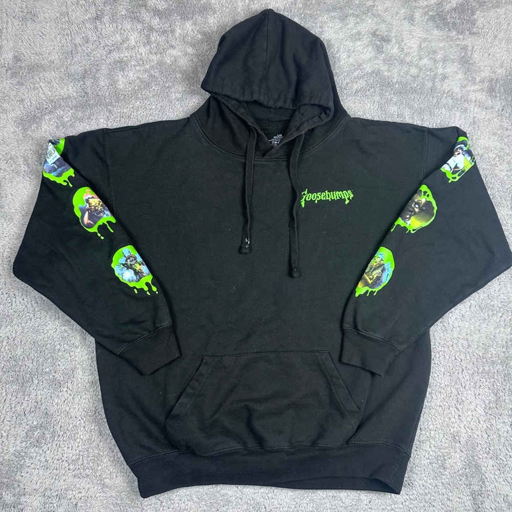 Goosebumps Hoodie Mens Large Black HorrorLand SlappyGraphic Slime SleevePullover